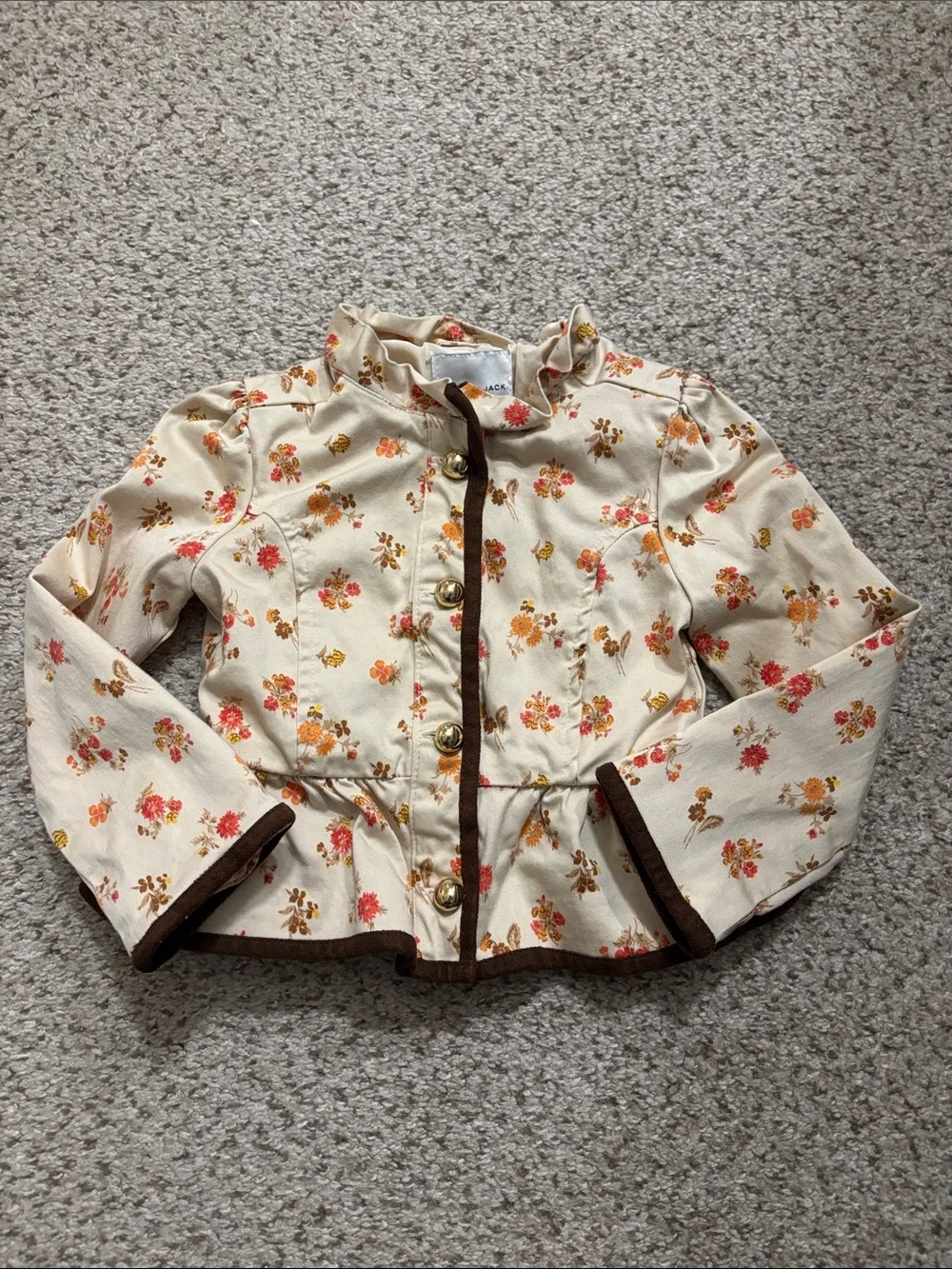 Janie & Jack Dainty Floral Button Up Jacket Size 2T Light Tan | Autumn | fall |